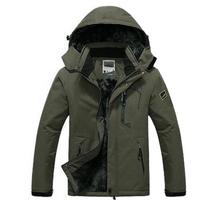 Vyriška žieminė striukė plius aksominė šilto vėjo parkas 6XL plius dydžio juoda žieminė striukė su gobtuvu. L armijos žalia spalva