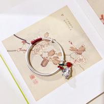 Zuyin 999. 9 Laumžirgis Play Lotus Weaving Lucky Cat apyrankė su etniniu stiliumi Pora Retro traukimas, skirtas išsiųsti mergina Adjustable size