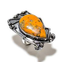 Natural Bumblebee Jasper Gemstone 925 Sterling Silver Gift Ring Size 7 A4p39 orange