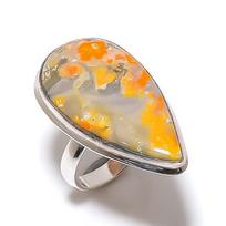 Natural Bumblebee Jasper Gemstone Handmade 925 Sterling Silver Ring Size 7 J2m57 beige