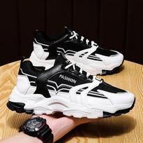 Athletic Shoes Men's Autumn Breathable and Odor Resistant Versatile Korean Casual Shoes Running Fashion Contrast Color Design Soft and Durable Shoes 38 juoda