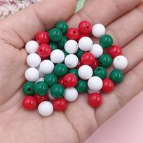 Sexy Round Acrylic Material Accessories Loose Beads DIY Necklace Bracele 15/20/30Pcs 8-16mm Handmade Jewelry Making Christmas Style 8mm/30pcs white