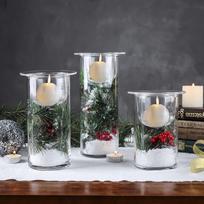 3pcs Glass Hurricane Candle Holders With Decorative Christmas Ornaments - Set Of 3(Candles Not Included) 3