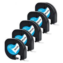 Yance 5vnt./sl. 12mm Juoda ant sidabro Suderinama Dymo LetraTag Tape 91208 Plastikinė etikečių juosta LT-100H LT-100T etikečių gamintojui black on white paper  12mm