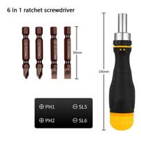 6/19 in 1 Ratchet Screwdriver Set Precision Phillips Slotted Magnetic Complete Screw Driver Bits Mobile Phone Watch Repair Tools 6 In 1 Screwdriver black