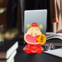 God of Fortune Mini Figurine Desktop Ornament Car Dashboard Decoration for Shelf raudona