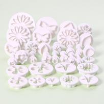 10 33 dalių Kepimo įrankių rinkinys Fondanto įrankiai Torto forma Sausainių forma 33set white