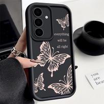 Samsung S25 S24 FE S23 Ultra S22 Plus S21 S20 FE A54 A53 A52 A35 A34 A14 5G dangtelis Minkštas silikoninis drugelis smūgiams atsparus telefono dėklas Samsung S24 juoda