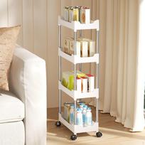 Slim Storage Cart Rolling Fruits Holder Slide Out Bathroom Organizer for 4 layer Widened