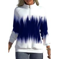 Personalised Tie Dye Gradient Colour Long Sleeve Half High Neck Zip Sweatshirt Women's Jacket S mėlyna