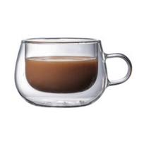 150ml Double Wall Thermal Glass Cup Heat Resistant Tea Coffee Mug with Handle brown