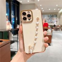 Prabangus paauksuotas meilės širdelės apyrankės dėklas iPhone 14 13 12 11 Pro Max XR X 7 8Plus SE2 SE3 Apsauga kamerai Silikoninis dangtelis For iPhone 13