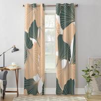 Ginkgo lapo lango užuolaida vaikų kambariui Namų žaliuzės Užuolaidos svetainei Miegamajam Langų užuolaidos 135W x 60H(cm) x1 beige