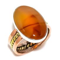 Natural Montana Agate Gemstone Two Tone 925 Sterling Silver Gift Ring S.7 G2M12