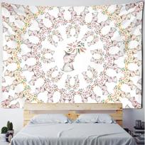 Thai Pink Elephant Tapestry Wall Hanging Bohemian Style Kawaii Cartoon Animal Room Bedroom Home Decor 95x70cm