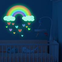 Šviečiantys vaivorykštės sienų lipdukai, šviečiantys tamsiai fluorescencinio debesies širdyje one size