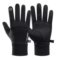 Motociklinės pirštinės Guantes Žieminės Šiltos Pilno Piršto Šildomos Pirštinės Vandeniui Atsparios Šildančios Rankas Moto Slidinėjimo Jutiklinio Ekrano Vilnos Pirštinės CHINA black