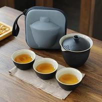 „TravelTea“ rinkinys nešiojamas lauko stovyklavimo arbatos ruošimo įrankis Vienetiniai „Kung Fu“ arbatos indų rinkiniai Geriausia dovana arbatos kultūros mėgėjams dovanų rinkinys Zen Wind Black