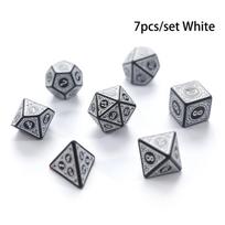 7Pcs/Set Polyhedral Antique Carved Pattern Dice D4 D6 D8 D10 D% D12 D20 DND RPG Digital Table Game gray