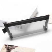 Transparent Mesh Makeup Brush Bag Korean Simple Pen Bag Cute Transparent Mesh Pencil Case Large Capacity Stationery Storage Box gray