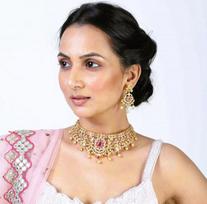 Puikūs Estele Wedding Choker karoliai su cirkoniais ir spalvotais akmenimis bei perlais moterims brown