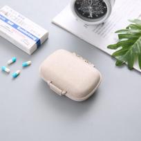 8 grotelių tablečių organizatorius, kelioninė tablečių dėžutė su sandarinimo žiedu, maža tablečių dėžutė, kviečių šiaudų vaistams skirtas indelis gray