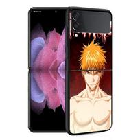 Luxury Case For Samsung Galaxy Z Flip 4 3 5G Black PC Hard Phone Cases Fashion Back Cover ZFlip Funda Kurosaki Ichigo Bleach Sac Samsung Z Flip 4 5G