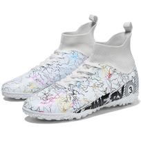 Football Shoes Men's High -top Football Shoes TF Broken Nail Artificial Lawn Children Student Training Football Shoes 32 balta