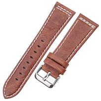 Originalios odinės laikrodžio apyrankės Dirželis 22 mm 24 mm Moterims Vyrams Juoda Ruda Mėlyna Laikrodžio Apyrankės Dirželis Su Nerūdijančio Plieno Sagtuku 22mm brown