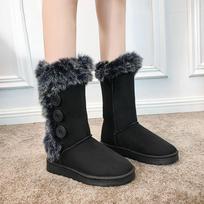 Snow Boots Women's Mid-tube Boots Flat-bottomed Plush Cotton Boots Winter Plus Velvet Padded Buckle To Keep Warm In Tube Cotton Shoes Women's Shoes 40 white