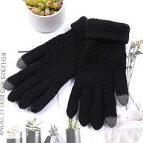 Moteriški Vyriški Šiltos Žieminės Pirštinės su Jutikliniu Ekranu Tamprios Megztos Pirštinės Vilnonės Viso Piršto Guantes Moteriškos Nertos Pirštinės juoda