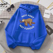 Not Fast Not Furious Sloth Sleeps Hanging From Branches Hoodies Women Novelty Fashion Hoody Loose Basic Hoodie Casual Warm Tops S blue