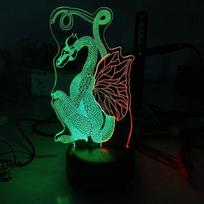 LED 3D Mažas Drakonas Stalo Lempa Svetainei Kūrybiška Septynių Spalvų Jutiklinė Televizoriaus Užpildyta Stalo Lempa Miegamajam