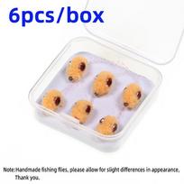 6pcs/12pcs Box Handmade Flise With Brass Dumbbell Eyes And Eggstacy Yarn Fast Sinking Lures white