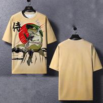 Animal T Shirt For Men Japanese Style Frog Element Graphic 3D Print Tees Loose Short Sleeve T-Shirts Oversized Men Clothing Tops S