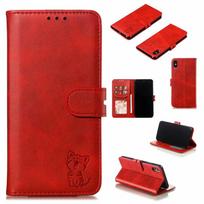 Pixel6 Google Card Wallet telefono dėklas Sony Flip Xperia1 Reljefinis Happy Cat odinis dėklas – idealiai tinka stilingai apsaugoti telefoną! Pixel 8 Pro pilka spalva