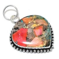 Spiny Oyster Gemstone Handmade 925 Sterling Silver Jewelry Pendant 2.21  s6Q88 beige