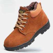 Labor Protection Shoes Men's Attack Shield and Anti-Stab Cotton Shoes Fleece-lined Thickening and Wear-Resistant Cold-Proof Warm Protective Work Shoes 35