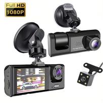 3 kameros objektyvo automobilinis DVR 3 kanalų Dash Cam HD 1080P Dash Camera Dviejų objektyvų Dashcam vaizdo įrašymo įrenginys Black Box 24h parkavimo stebėjimas No TF Card juoda