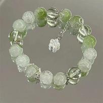 Simple Green Popcorn Crystal Bracelet  For Women Girls Korean ins Flower Fox Feather Tassel Bracelets Friendship Jewelry Gifts gray