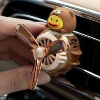 Mielas „Pilot Duck“ automobilio oro gaiviklis, automobilio difuzorius, besisukantis sraigtas animacinių filmų automobilio ventiliatoriaus ventiliatorius Kūrybinis automobilių kvepalų papuošimas automobiliams oro ventiliatorius ruda