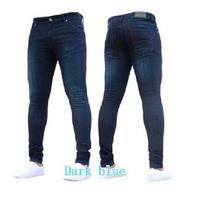 European And American Style Men'S Tight Fitting Solid Color Denim Shorts S tamsiai mėlyna spalva