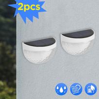 LED saulės šviesa lauko vandeniui atspari saulės sodo šviestuvai 6LED sieninė lempa šilta balta gatvės lempa Saulės energijos sodo apdaila Cold White-2PCS balta