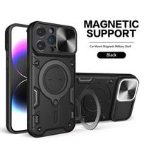 Luxury Case For iPhone 15 14 13 12 11 Pro Max XS XR 8 7 Plus Camera Slide Military Grade Armor Protection 360 Degree Rotate Armo For iPhone 6 rožinio aukso spalvos