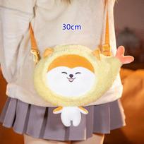 Kawaii Husky Shiba Inu Dog Plush Toys Cute Cartoon Dog Dolls Soft Hand Warmer Pillow Plush Messenger Bag Stuffed Dolls white