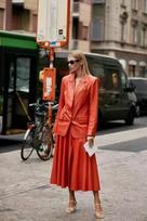 AL KHALID Women's Party Stylish Wear Button Blazer Orange Leather Real Lambskin Genuine XS oranžinė