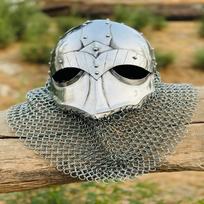 Vikingų grandinės šarvų šalmas | Vandalų Medūzos plieninis šalmas | Rankomis kaltas grandinės šarvų šalmas | Geriausia dovana