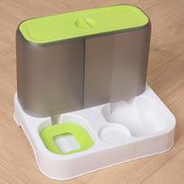 Cat Bowl Small Dog Double Bowl Automatic Feeder Dog Bowl Automatic Waterer Pet Combination Dog Food Bowl žalia