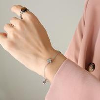 Pentagram Inlaid Zircon Design Niche Sweet Necklace Bracelet Titanium Steel Plated 18K Gold Jewelry Set