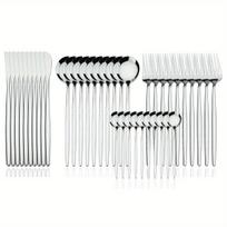 40-Piece Premium Flatware Set - Mirror Finish, - Service for 10, Ideal for Home Kitchen, Restaurant sidabras